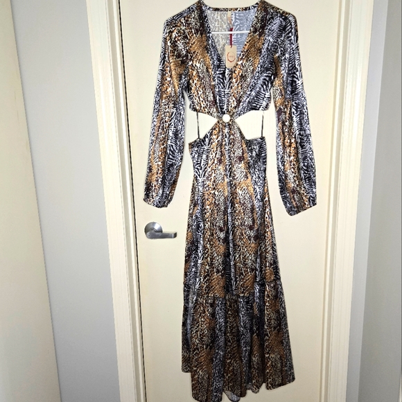 NWT Raga animal print Cut Out Maxi Dress  Small - Picture 1 of 7